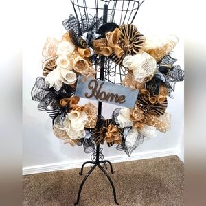 24" round "Home" wreath handmade